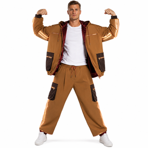 Wholesale OEM Private Label Custom for Logo Regular Fit Men's Hooded <b>Windbreaker</b> Set Elastic Cuff Drawstring Hem - Product Image 2