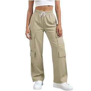 <b>Women's</b> Vintage High Waist <b>Jogger</b> Cargo Pants Drawstring Baggy Wide <b>Leg</b> Trousers Casual Streetwear Pencil Pants for <b>Women</b> - Product Image 1