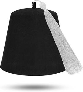 Gorro Masónico Fez Liso - Lana Marrón con Borlas de Varios Colores 100% Lana Solo Lavado a Mano - Product Image 5