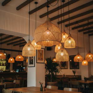 Traditional Rattan Lampshade Handwoven Natural Pendant Lamp <b>Shade</b> for Home <b>Lighting</b> Decor Wholesale - Product Image 4