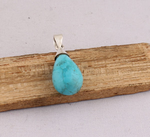 Pendentif goutte turquoise fait main en argent sterling 925, serti clos, style bohème vintage, pierre flashy en forme de larme, collier de 18 pouces - Product Image 4