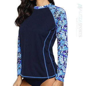 Custom Women Lightweight Quick-Dry Rash Guard Bra <b>Long</b> Sleeve Print UV Protected for <b>Beach</b> Activities - Product Image 4