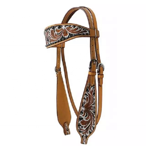 Brida de cuero puro al por mayor para carreras de caballos, cabeza ecuestre transpirable negra y marrón a bajo precio - Product Image 2