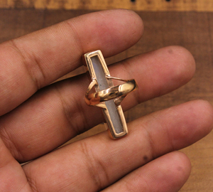 Anillo de Piedra Lunar Arcoíris Natural Shree Jaipur Silver SJSM-4399, Corte Rectangular Largo, Bisel Chapado en Oro Rosa, Venta al Por Mayor - Product Image 6