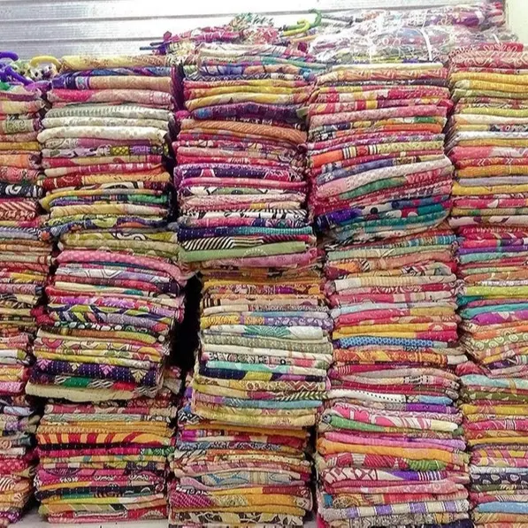 1 Chiếc Chăn Bông Vải Cotton Thủ Công Bangali Kantha Cổ Điển Chăn Ga Gối Chắp Vá Có Thể Đảo Ngược Ấn Độ In 100% Cotton