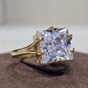 Anillos finos originales de moissanita, Plata de Ley 925, piedra preciosa de moissanita de corte cuadrado, chapado en oro, joyería fina de excelente calidad - Product Image 2