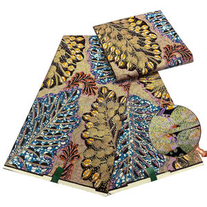 6 Yards 100% Coton Super Pailleté Tissu Imprimé Wax Africain Afrique Pagne Peigné Technique Tissé Uni Extensible - Product Image 6