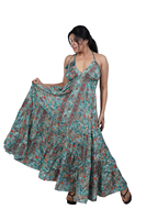 Robe longue imprimée en polyester pour femme, style paisley, à bretelles, col en V, fabriquée par le fabricant