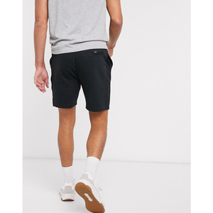 Shorts en coton noir pour hommes avec cordon de serrage à la taille et poches, style décontracté, coupe mi-haute - Product Image 4