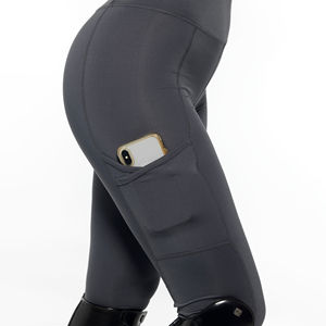 Leggings de equitación para mujer, personalizados, de algodón y elastano, de cintura alta, con cierre de botón, largos, transpirables, tipo Jodhpur, con frente de punto. - Product Image 6