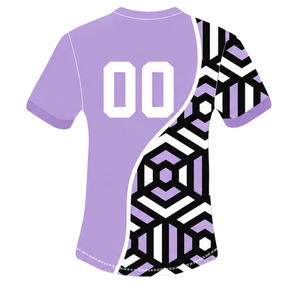 Ensemble short et maillot de rugby géométrique noir et blanc lavande, manches courtes, col rond, personnalisable, respirant, pour entraînement sportif et équipes - Product Image 4
