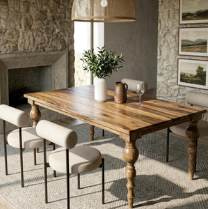 Handmade Modern Mango wood Solid Wood <b>Square</b> Industrial Design Dining Table for Hotel Villa School Use - Product Image 4