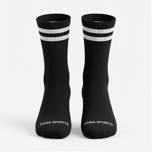 Yoga Sports Crew <b>Socks</b> Black Striped Breathable for Adults Summer Yoga Activity - Product Image 1