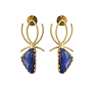 Pendientes de Piedra Preciosa de Lapislázuli Natural, Ligeros, Hechos a Mano, de Latón Chapado en Oro, Joyería de Moda - Product Image 1