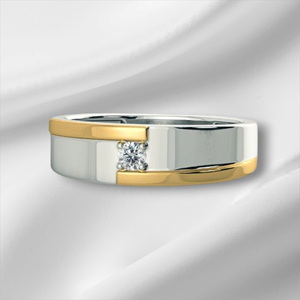 Luxury 925 Sterling Silver Two Tone <b>Gold</b> Diamond <b>Ring</b> for Men Women Unisex Couple Band Jewelry - Product Image 3