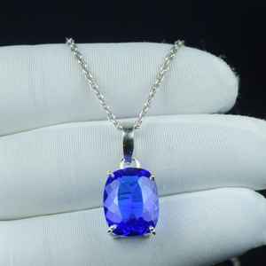 จี้แทนซาไนต์ทรงหรูหราแบบมินิมอล สร้อยคอคริสตัลทำมือ ของขวัญประจำเดือนธันวาคม เครื่องประดับ - Product Image 2