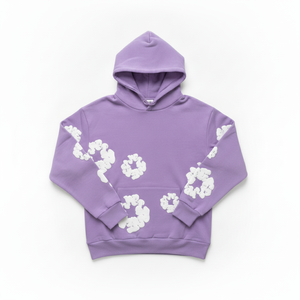 Sweat à capuche violet pour femme Tawfiq avec motif imprimé en relief blanc, coupe classique, décontracté, pour l'automne, en tissu tricoté 100 % coton - Product Image 4