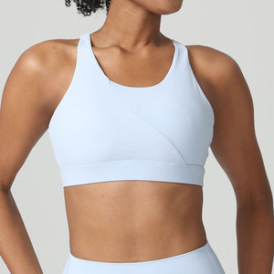 Soutien-gorge de sport dos nageur violet pour femme, col ras du cou, maintien moyen, yoga, sans couture, texturé, respirant, en Spandex et Polyester - Product Image 2