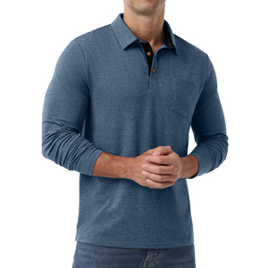 Mens Performance Long Sleeve <b>Polo</b> Shirt Polyester Material Quick Dry Stretch Fabric Comfortable <b>Sports</b> Wear <b>Polo</b> Shirts - Product Image 2