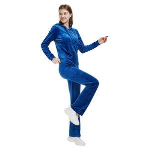 Fashionable Hot Selling Winter Solid Casual Vintage <b>Plus</b> <b>Size</b> Long Velvet 100% Cotton Tracksuit Women's Zip-Up Hoodie <b>Jogger</b> <b>Set</b> - Product Image 1