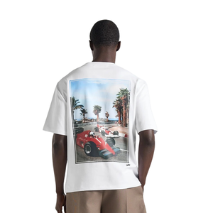 T-shirt en coton pour homme à col rond et manches courtes, avec motif de voiture de course au dos et petit imprimé sur la poitrine, coupe décontractée, décontracté, vente en gros, personnalisable, OEM - Product Image 4