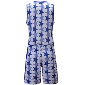 Ensemble Maillot et Short de Basketball Unisexe Col V Sans Manches Sublimé Haute Qualité 100% Polyester Grande Taille - Product Image 3