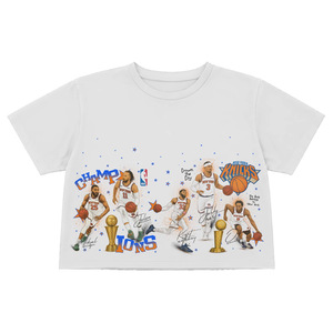Silk Screen Printed Front Champions <b>Men's</b> Crop Top T-Shirt Short Sleeve 100% Cotton Formal <b>Turtleneck</b> Jersey Style - Product Image 6
