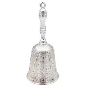 Engraved Metal Handle Hand Bell Artistic Pattern Ringing Bell Decorative Service Bell for <b>Temple</b> Reception <b>Home</b> Decor and Gift - Product Image 5