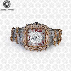 Charm_Jewells Luxury Square Stainless Steel <b>Watch</b> Diamond Encrusted Sapphire Crystal Analog Quartz Movement Unisex - Product Image 1