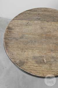 Rustic Wooden Paul Coffee <b>Table</b> Side <b>Table</b> Natural <b>Reclaimed</b> Wood Round Top Pedestal Base Vintage Farmhouse Furniture - Product Image 4