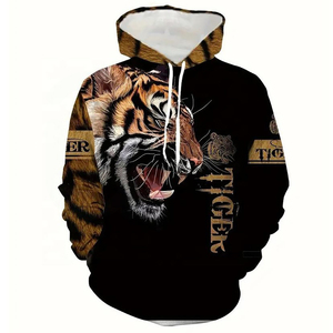 Ensemble survêtement décontracté pour homme avec sweat à capuche et pantalon imprimé tigre, longueur intégrale, cordon de serrage, respirant, en polyester, motif animalier, idéal pour l'automne - Product Image 4