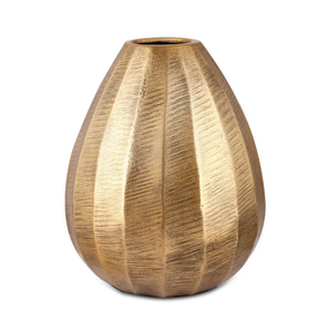 Jarrón de Metal con Textura Dorada |   Florero Decorativo Moderno para Decoración del Hogar, Centro de Mesa y Arreglos Florales - Product Image 1