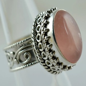 Rose <b>Quartz</b> Oval <b>Ring</b> 925 Sterling Silver Handmade Promise <b>Ring</b> for Women Jewelry gift for her bezel setting January Birthstone - Product Image 6