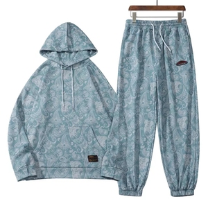 Ensemble sweat-shirt et pantalon de survêtement unisexe en polyester avec impression graphique personnalisée par sublimation, motif Paisley 3D imprimé sur toute la surface - Product Image 5