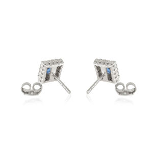 Pendientes de Plata de Ley con Zafiro Azul Redondo 100% Auténtico y Baño de Rodio, Regalo para Ella - Product Image 6