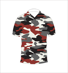 Polo camouflage rouge et gris à manches courtes, vêtements de sport urbains décontractés - Product Image 4