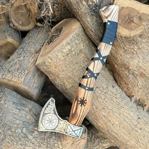 Hacha Vikinga Industrial Tradicional, Diseño Nórdico, Cabeza de Acero al Carbono, Mango de Madera de Fresno, Herramienta Decorativa de Supervivencia, Decoración para el Hogar, Regalo - Product Image 1