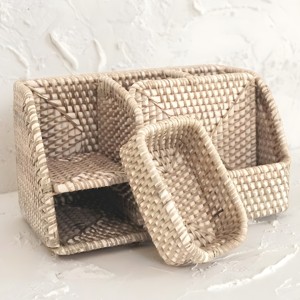 <b>Large</b> capacity pencil case crafted from natural rattan weaving pen holder <b>desk</b> vanity organizers - Product Image 2