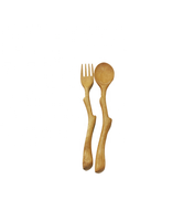 Tenedor de Madera con Diseño de Rama de Árbol de Fábrica con Logotipo Personalizado/ Juego de Tenedor y Cuchara de Madera de Acacia para Utensilios de Mesa de Artesanía en Madera