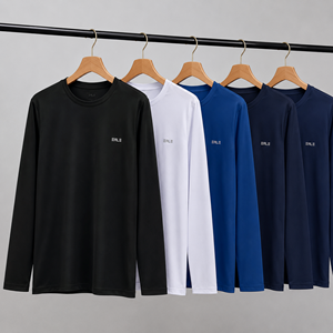 T-shirt à manches courtes pour homme, col rond, en jersey de soie glacée, extensible, séchage rapide, tricoté, coupe décontractée, taille standard, 200 grammes, imprimé lettres - Product Image 3