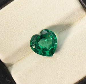 Zambian Emerald Heart Cut Vivid Green Lab Created Emerald Loose Gemstone with Visible Inclusions All Calibrated Sizes - Product Image 5