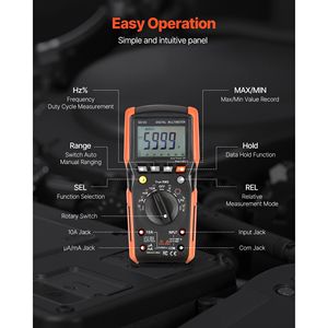 Multimetro Digitale 6000 Conti con Auto-Range TRMS, Voltmetro e Amperometro DC/AC, Tester di Tensione AC Max 600V, Tester di Resistenza e Capacità - Product Image 6