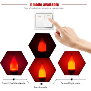 Lampadine LED con Effetto Fiamma, Luce Tremolante Intelligente, 3 Modalità, Base E12 per Decorazioni di Halloween - Product Image 3