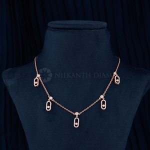 Collar de diamantes cultivados en laboratorio de corte redondo de 1.00 quilates, diseño moderno en oro rosa, collar de diamantes para mujer de proveedor indio. - Product Image 1