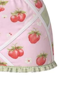 ชุดเซ็ตทูพีซลายสตรอว์เบอร์รี่สีชมพูสำหรับผู้หญิง เสื้อครอปแขนกุดคอกว้างเอวสูงเข้ารูป กระโปรงมินิสั้น ชุดฤดูร้อน - Product Image 6