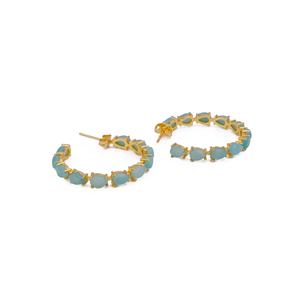 Amazonite anti-ternissement plaqué or pour femmes, boucles d'oreilles élégantes à la mode, clous à la mode, pierres précieuses faites à la main en laiton. - Product Image 1