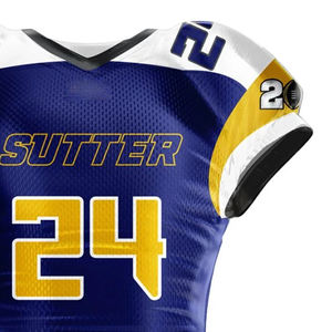 ชุดยูนิฟอร์มทีมอเมริกันฟุตบอลแบบสั่งทำจำนวนมาก พิมพ์ลายแบบซับลิเมชั่น แขนสั้น แห้งเร็ว ผลิตจากโพลีเอสเตอร์ สำหรับกีฬา - Product Image 2