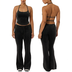 Ensemble de yoga pour femme tendance 2026, nouvelle collection, respirant, léger, 2 pièces, style pantalon sans manches avec logo personnalisé - Product Image 5