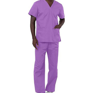 MANGOES FASHIONS Conjunto de uniforme médico unisex morado de algodón y poliéster tejido, que absorbe la humedad, para hospital y trabajo médico - Product Image 1