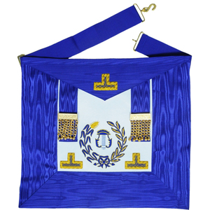 Delantal Masónico de Lujo para Ex Gran Maestro con Bordado Dorado, Tela Azul Ecológica y Broche de Mariposa para Sombreros y Recuerdos - Product Image 5